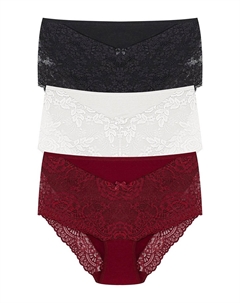 Женские трусики больших размеров с кружевной отделкой спереди и на штанинах, 3 шт., белый черный Hnx