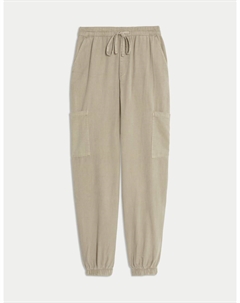 Джоггеры с добавлением лиоцелла, хлопка и льна, цвет Latte Marks & spencer