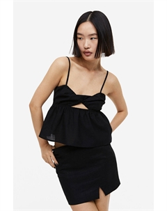Топ с баской и перекрученной деталью, черный H&m