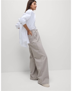 Джинсовые брюки широкого кроя с завязками на шнурке, светло-бежевый Marks & spencer