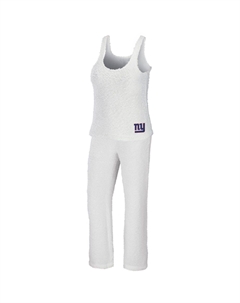 Женская одежда от Erin Andrews Кремовый комплект для сна New York Giants Cosy с круглым вырезом и брюками Unbranded