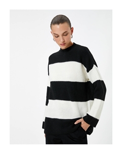 Вязаный свитер с заниженными плечами и легким воротником-стойкой, экрю Koton