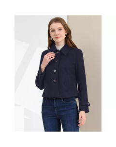 Женский однобортный короткий бушлат с отложным воротником, розовый Allegra k