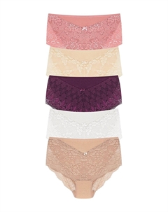 Женские трусики больших размеров с кружевной отделкой спереди и на штанинах, 5 шт., смешанный ассортимент Hnx