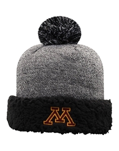 Женская плотная вязаная шапка Top of the World Minnesota Golden Gophers черного цвета с помпоном Unbranded