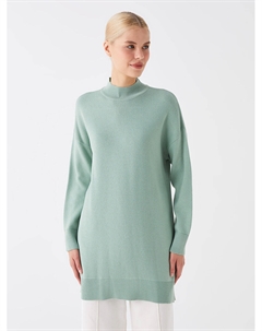 Полуводолазка, однотонная женская трикотажная туника оверсайз с длинными рукавами, сизый Lcw modest