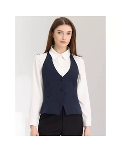 Женский нарядный костюм без рукавов с бретелькой на шее и пуговицами, жилет, черный Allegra k