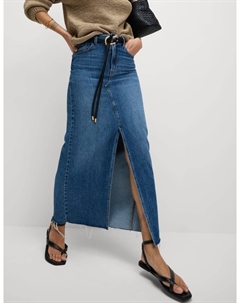 Джинсовая юбка макси с разрезом спереди, индиго Marks & spencer