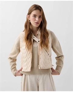 Женский стеганый теплый жилет с высоким воротником, бежевый Scalpers