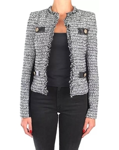 Элегантная трикотажная куртка с вставками из эко-кожи, черный Liu jo