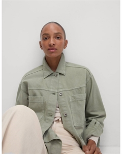 Свободная куртка из чистого хлопкового денима, мягкий зеленый Marks & spencer