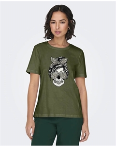 Женская футболка с коротким рукавом и принтом, цвет Verde Militar Only