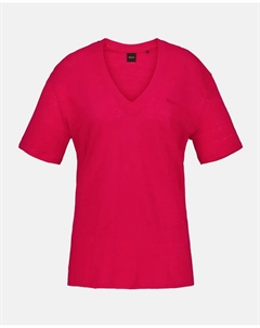 Футболка с коротким рукавом и V-образным вырезом, фуксия Hugo boss