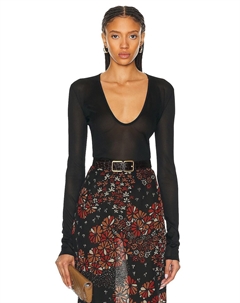 Прозрачный топ с глубоким вырезом, цвет Noir Saint laurent