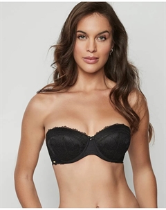Бюстгальтер Push-up без бретелек на косточках, черный Selmark