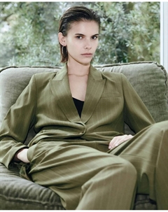 Пиджак в полоску прямого кроя, хаки Сфера