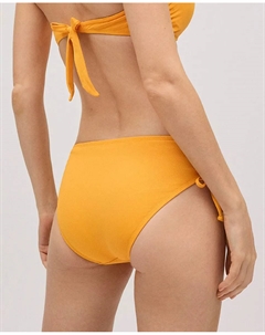 Плавки бикини средней длины с присборенными деталями и микропике, золото Ysabel mora