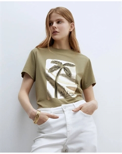 Футболка с мотивом, хаки Сфера