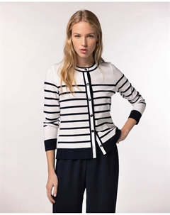 Женская вязаная кофта в полоску с круглым вырезом, цвет Crudo Naulover