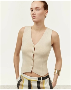 Вязаный жилет на пуговицах, бежевый Сфера