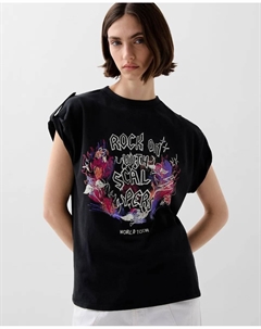 Женская хлопковая футболка с отделкой на плечах, темно-серый Scalpers