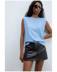 Простой топ с открытыми плечами, синий Сфера