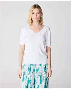 Женский свитер с V-образным вырезом и короткими рукавами, белый Escorpion