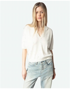 Женский льняной свитер с короткими рукавами Wully, белый Zadig&voltaire