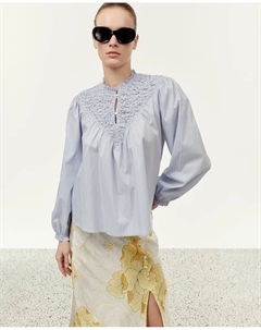 Полосатая блузка с нагрудником, голубой Сфера