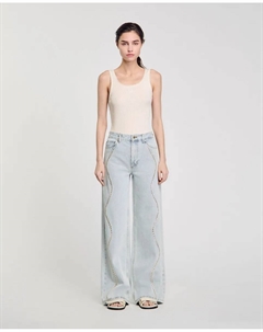 Женские джинсы с полосками из стразов, голубой Sandro