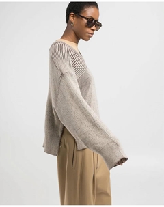 Женский хлопковый свитер с V-образным вырезом, бежевый Replay