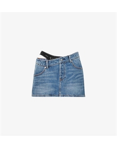 Джинсовая мини-юбка с кружевом и Dip-Side, индиго Alexander wang