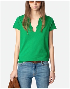 Женская хлопковая футболка Tunisian Tuni с короткими рукавами, зеленый Zadig&voltaire