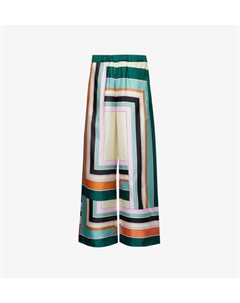 Широкие брюки из шелка с полосатым принтом Ottavo и высокой талией, мультиколор Weekend max mara