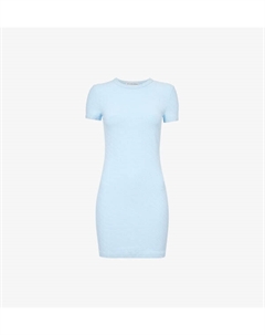 Мини-Платье из велюрового джерси с короткими рукавами и текстовым узором, голубой Alexander wang