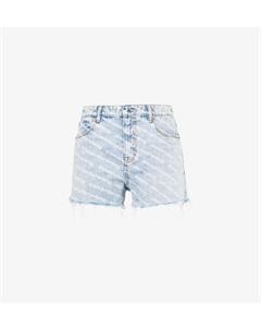 Джинсовые шорты с необработанным краем и текстовым узором, белый Alexander wang