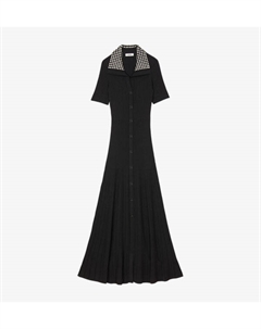 Длинное платье из трикотажной эластичной ткани с отделкой заклепками, мультиколор Sandro