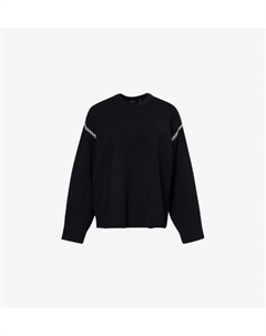 Джемпер с круглым вырезом, связанный одеяльным швом, из смеси эластичной шерсти и переработанного нейлона, мультиколор Theory