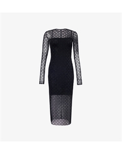 Платье миди из эластичной ткани с круглым вырезом и монограммным принтом, черный Givenchy