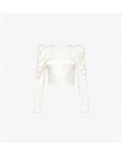 Шелковая блузка с открытой спиной и присборенными рукавами, бежевый Frame