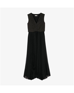 Платье макси с V-образным вырезом и плиссированной юбкой, мультиколор Sandro