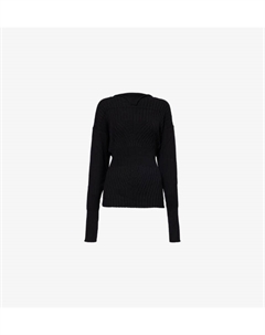 Вязаный джемпер с резинкой и вырезом «рыбак», черный Rick owens