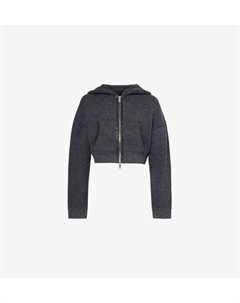 Укороченная трикотажная толстовка с капюшоном с декором, серый Self-portrait