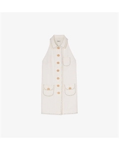 Мини-Платье без рукавов с застежкой на пуговицы из эластичной ткани, цвет naturels Sandro