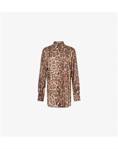 Свободная атласная рубашка с леопардовым принтом, коричневый Stella mccartney