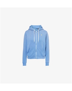 Толстовка с капюшоном из хлопковой смеси с вышитым логотипом и застежкой-молнией, голубой Polo ralph lauren