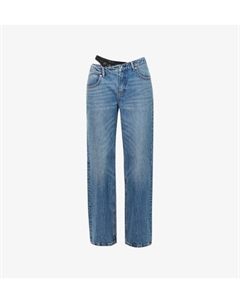 Джинсы прямого кроя из денима с кружевом Dip-Side, индиго Alexander wang