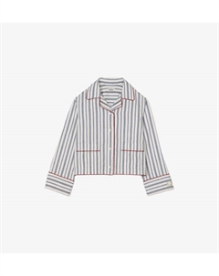 Рубашка из смеси хлопка и льна с контрастной окантовкой и узором в полоску, синий Sandro