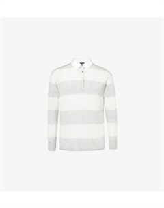 Полосатая шелковая рубашка-регби классического кроя с длинными рукавами, мультиколор Theory