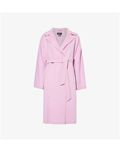 Пальто из шерсти с начесом и поясом, розовый Weekend max mara